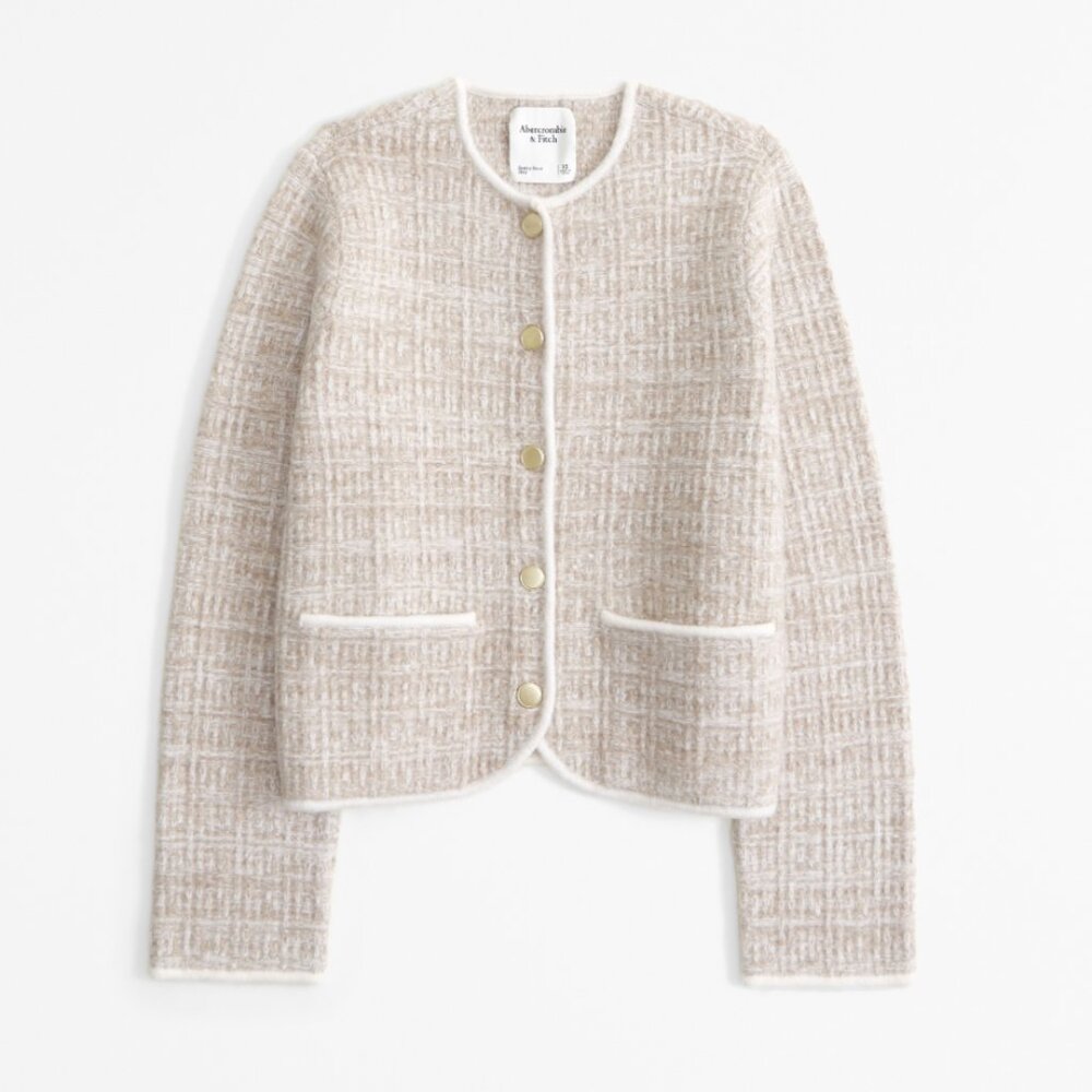 Abercrombie Novelty Button Tweed-inspired Sweater Jacket